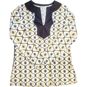 Lawrence & Lillian women's Top, Size 8, White/Gray/Yellow